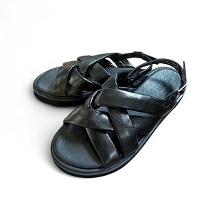 Black Strappy Sandals – Adjustable Ankle Strap – Women’s 8.5